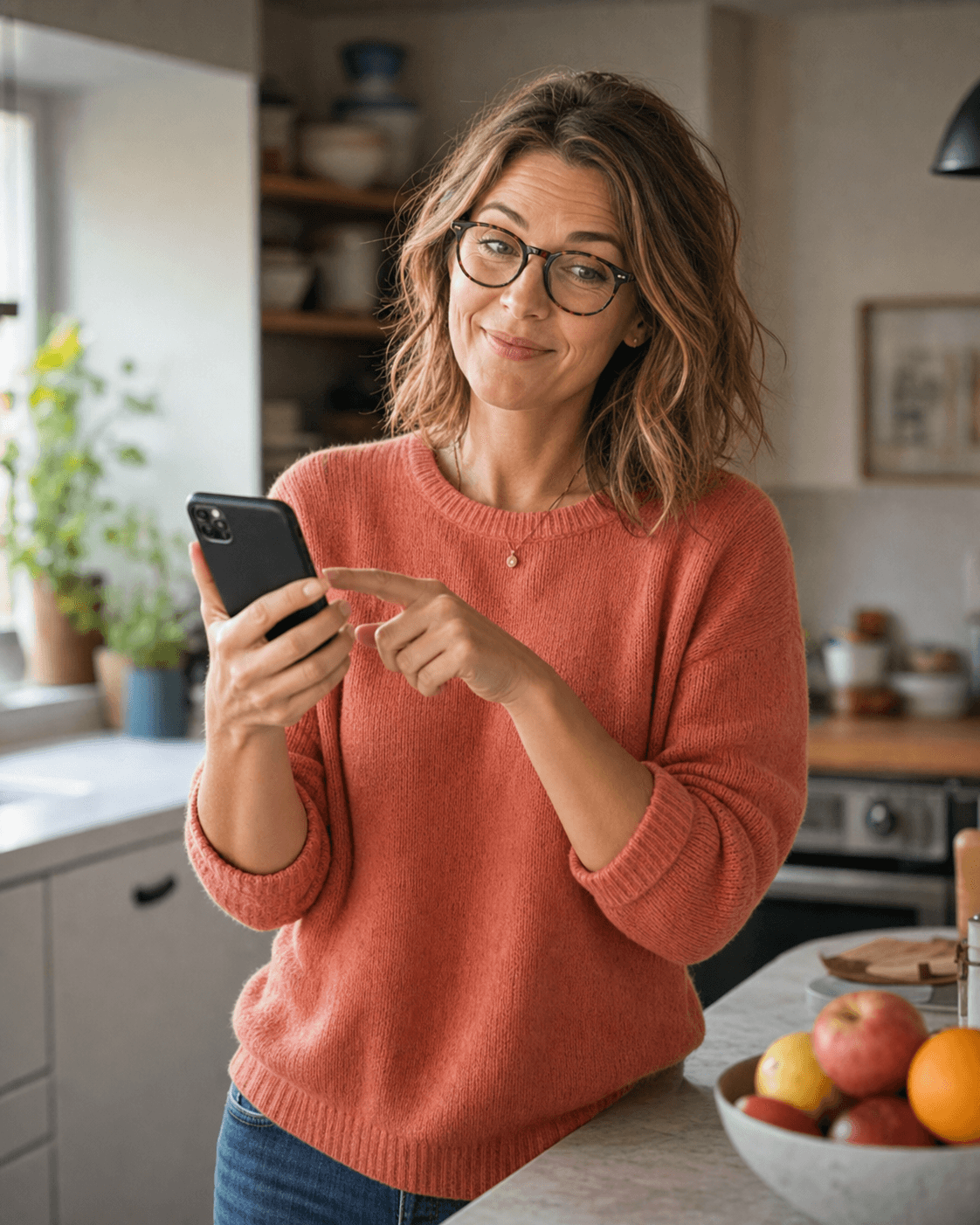 A person using a phone while working through a tech question